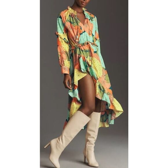 Farm Rio Long Sleeve Floral Midi Dress Sz. MP - Picture 1 of 13